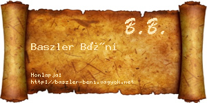 Baszler Béni névjegykártya